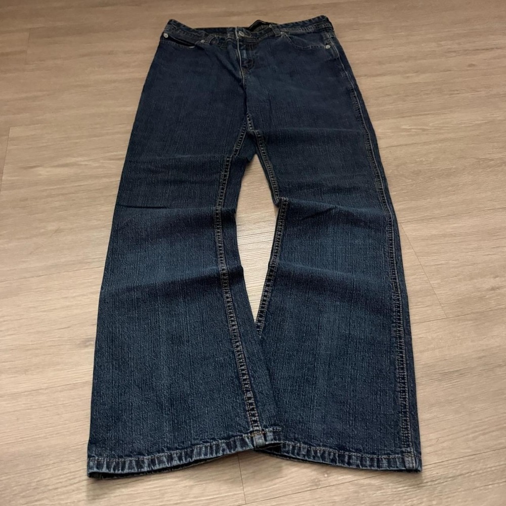 30x28 Women's Dark Blue Bootcut Flared Jeans Y2K Grunge